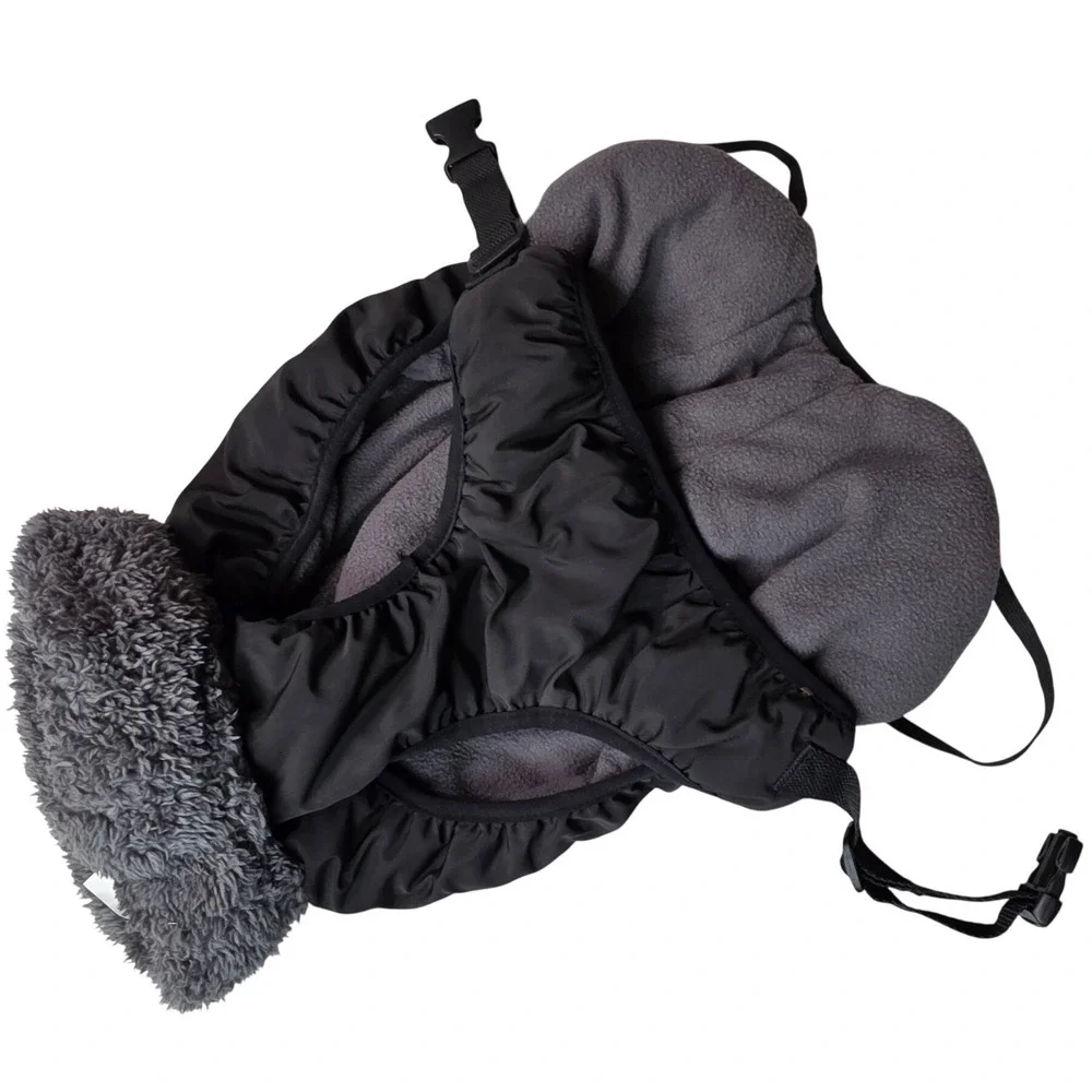 Pink Black Insulated Dog Winter Coat Fleece Lined Faux Fur Collar Large ‎ G1
